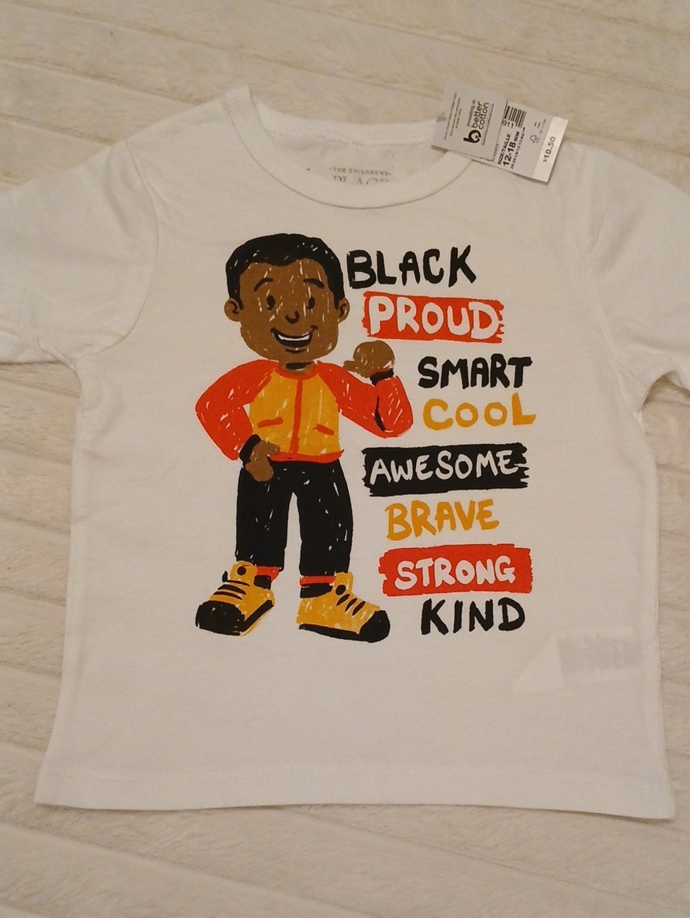 The Children's Place White Tee with Colorful Positive Boy Graphic